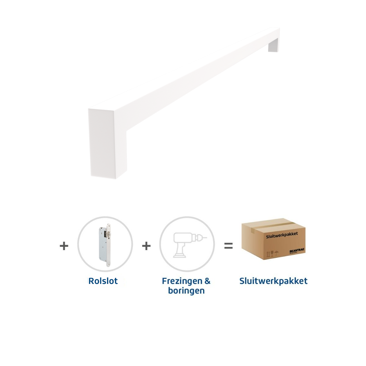 Sluitwerkpakketten met Deurgreep 20x800 Squared Wit